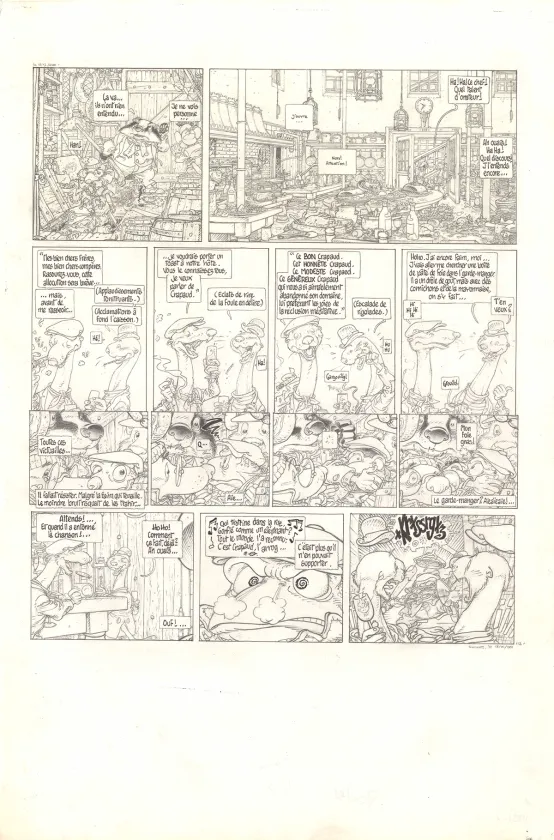 Planche noir et blanc, Le Vent dans les Saules , Foutoir au manoir (T.4), Michel Plessix