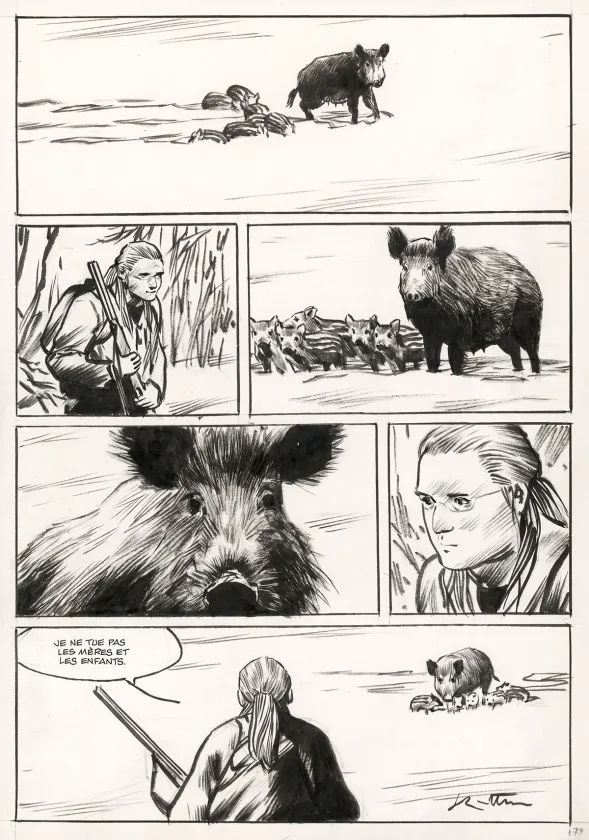 Black and white original page, La Dernière Reine, Jean-Marc Rochette