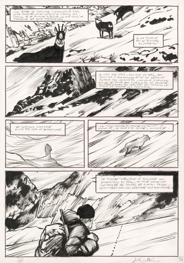Planche noir et blanc, Le Loup, Jean-Marc Rochette