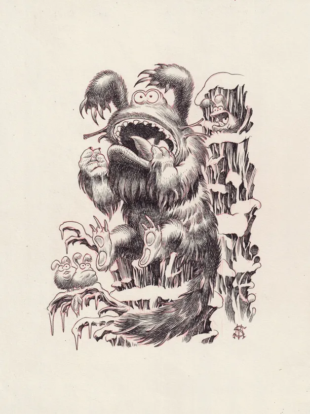 Illustration noir et blanc, Bêtes à faire peur, Stan Manoukian