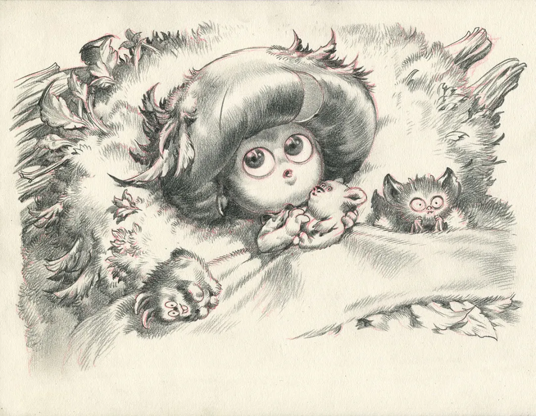 Illustration noir et blanc, Monstre , Monstre est amoureux , Stan Manoukian