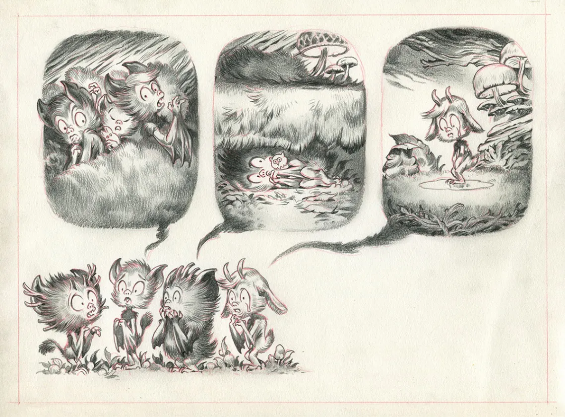 Illustration noir et blanc, Monstre , Monstre a peur des monstres , Stan Manoukian