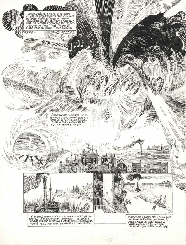 Planche noir et blanc, Les Travailleurs de la mer, Michel Durand