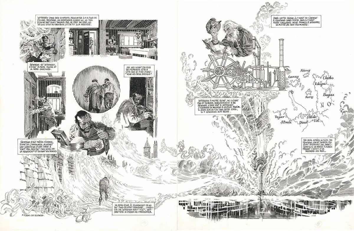 Planche noir et blanc, Les Travailleurs de la mer, Michel Durand