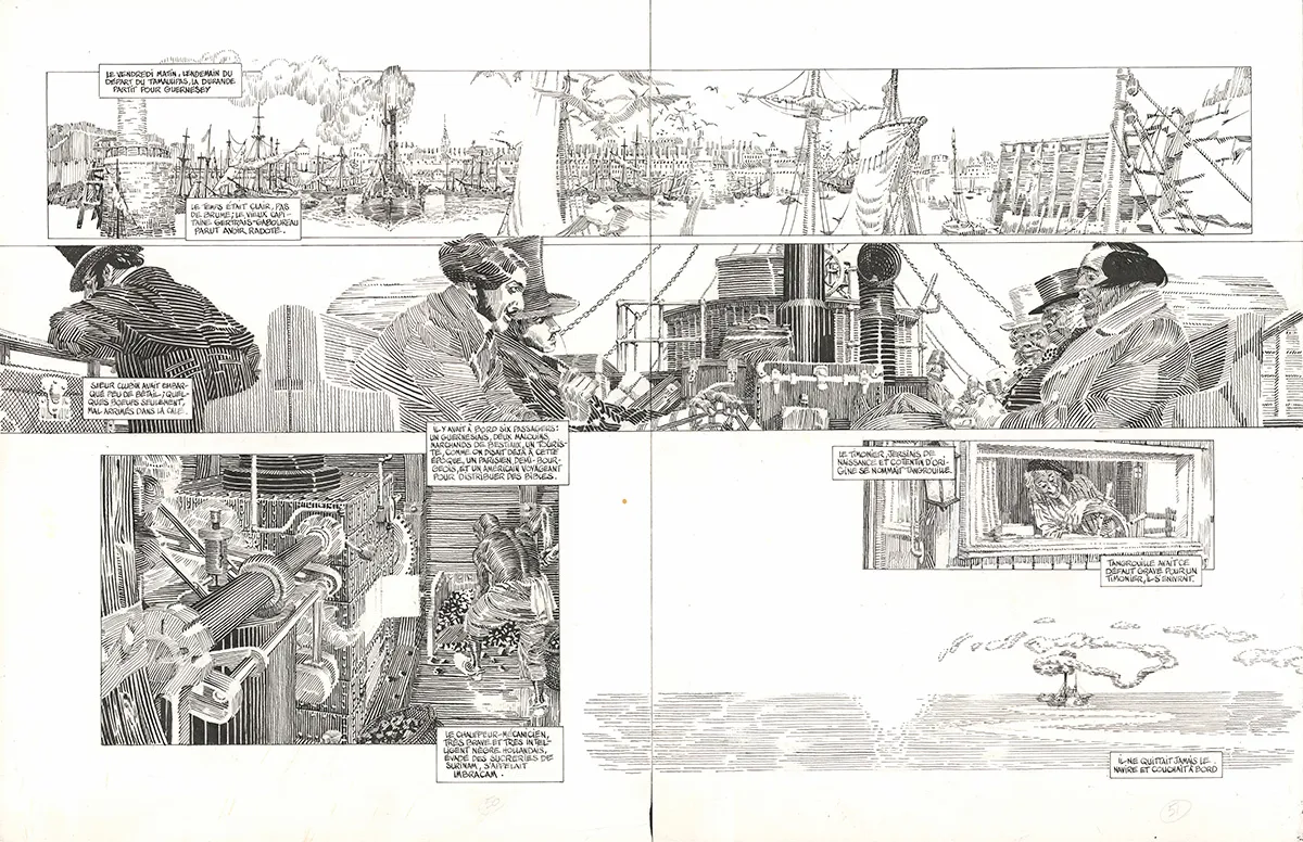 Planche noir et blanc, Les Travailleurs de la mer, Michel Durand
