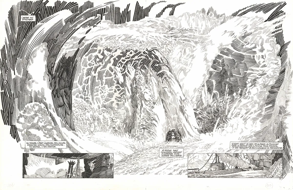 Planche noir et blanc, Les Travailleurs de la mer, Michel Durand