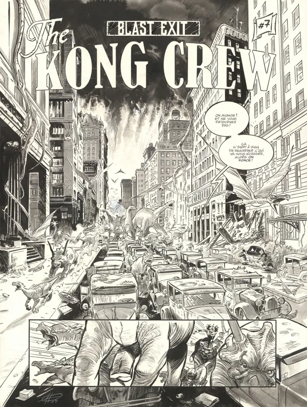 Planche noir et blanc, The Kong Crew, Central Dark (T.3), Eric Herenguel