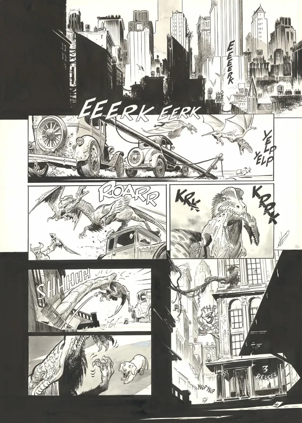 Planche noir et blanc, The Kong Crew, Hudson Megalodon (T.2), Eric Herenguel