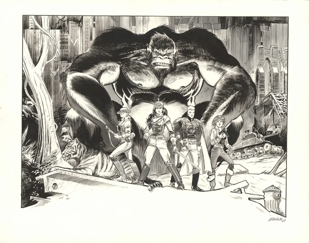 Illustration noir et blanc, The Kong Crew, Eric Herenguel