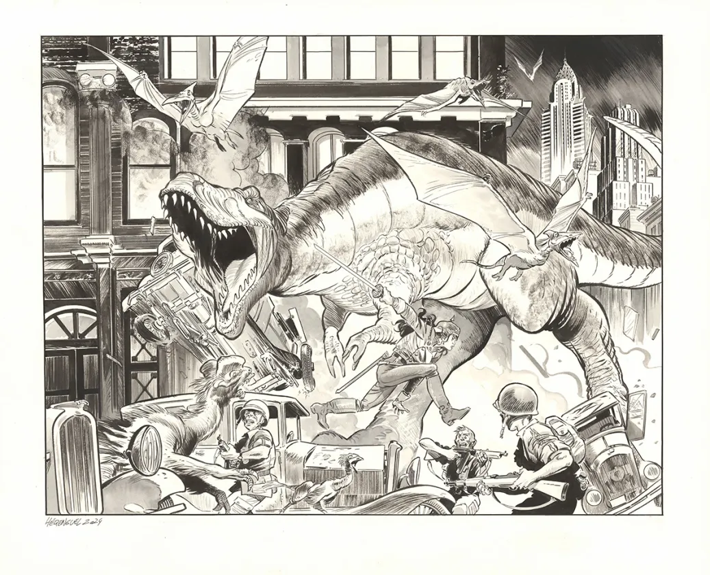Black and white illustration, The Kong Crew, Eric Herenguel