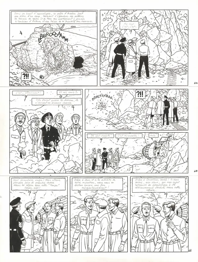 Planche noir et blanc, Blake et Mortimer, Signé Olrik (T.30), André Juillard