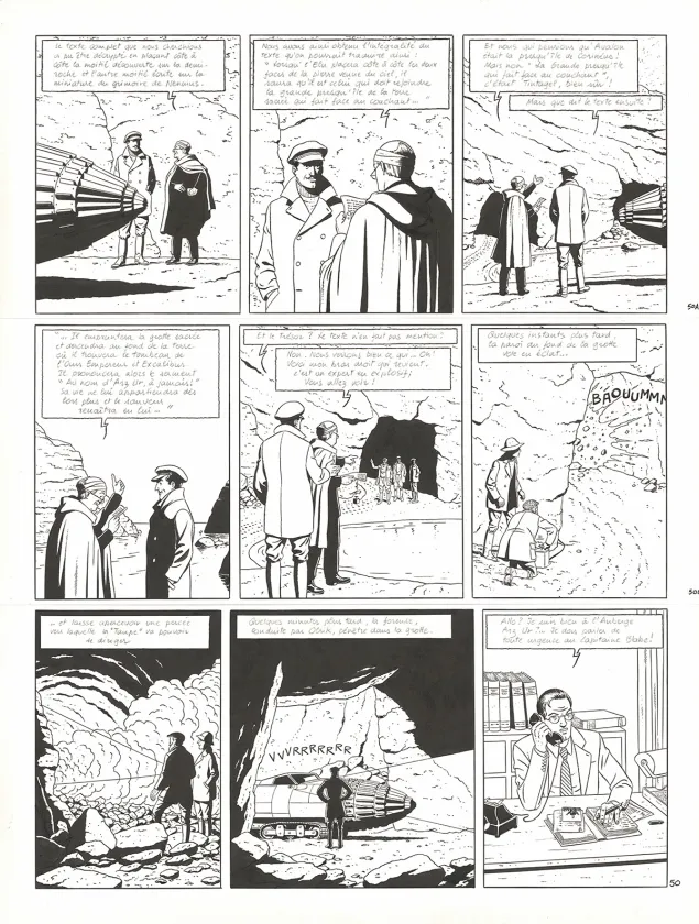 Planche noir et blanc, Blake et Mortimer, Signé Olrik (T.30), André Juillard