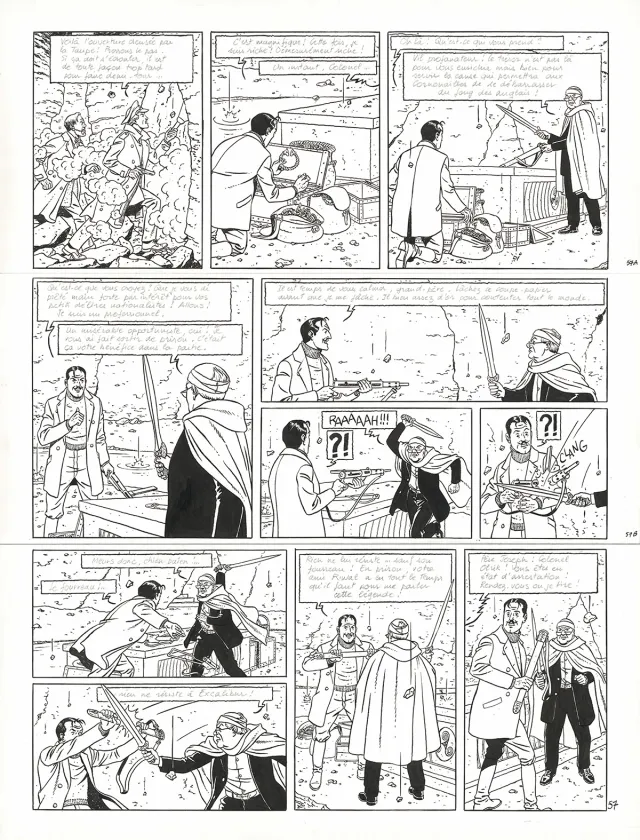 Planche noir et blanc, Blake et Mortimer, Signé Olrik (T.30), André Juillard