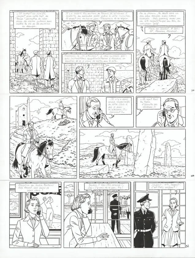 Planche noir et blanc, Blake et Mortimer, Signé Olrik (T.30), André Juillard