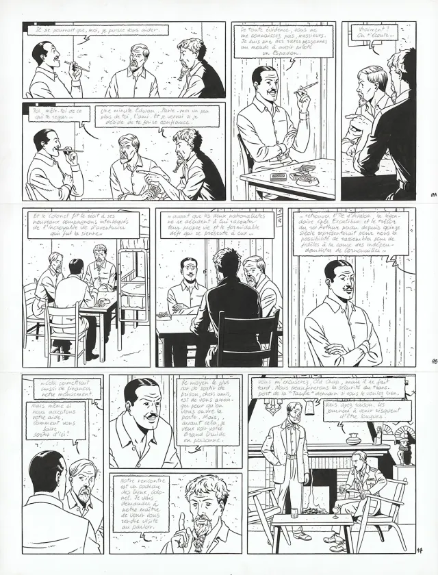 Planche noir et blanc, Blake et Mortimer, Signé Olrik (T.30), André Juillard