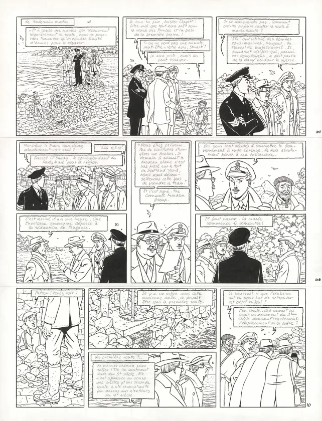 Planche noir et blanc, Blake et Mortimer, Signé Olrik (T.30), André Juillard