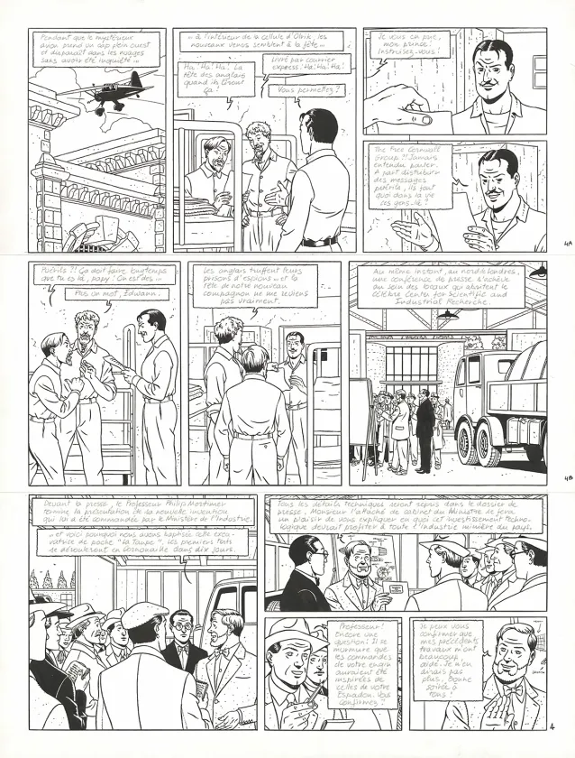 Planche noir et blanc, Blake et Mortimer, Signé Olrik (T.30), André Juillard