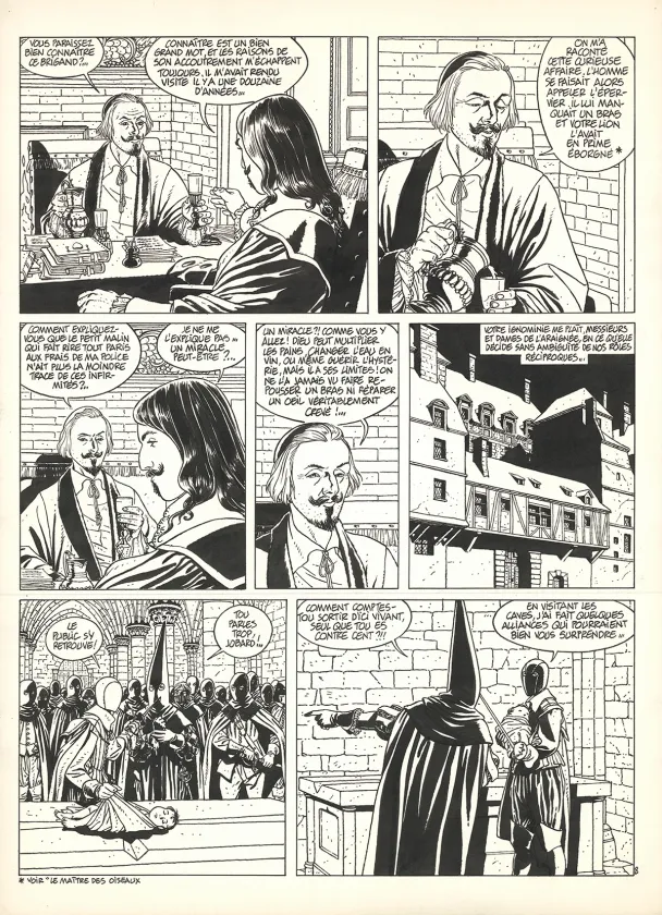 Black and white original page, Les 7 Vies de l'Épervier, La Marque du Condor (T.7), André Juillard
