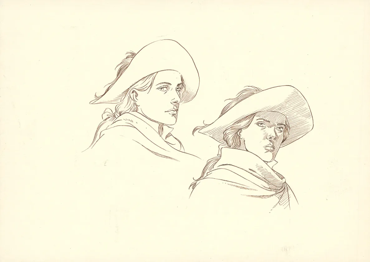 Illustration noir et blanc, Plume aux Vents, André Juillard