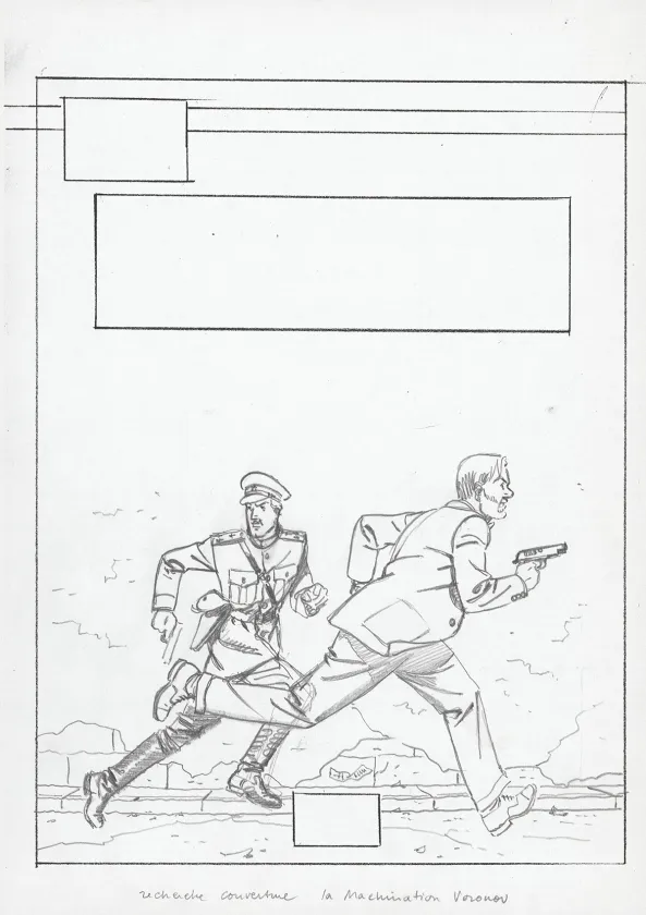 Projet de couverture, Blake et Mortimer, La Machination Voronov (T.14), André Juillard