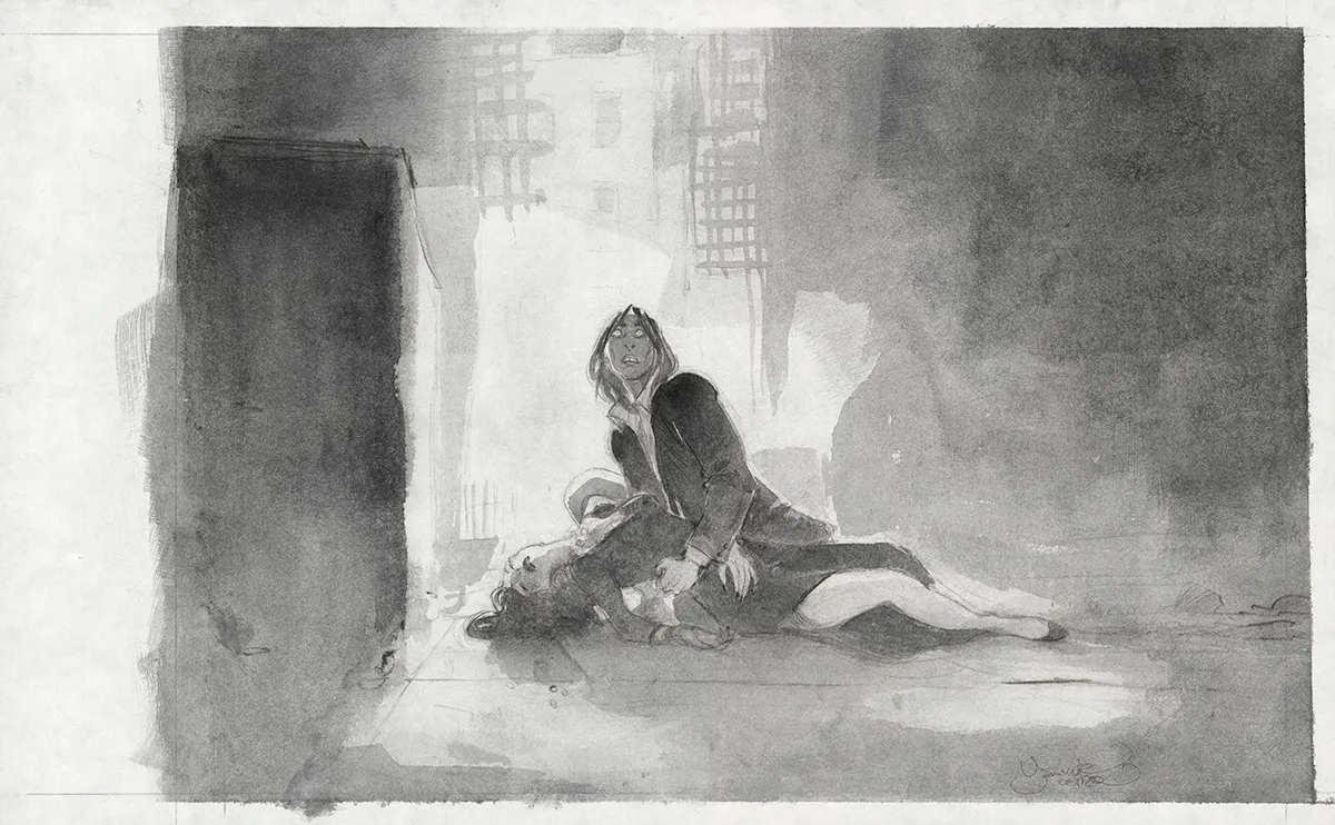 Black and white illustration, Le Voleur d'amour, Yannick Corboz