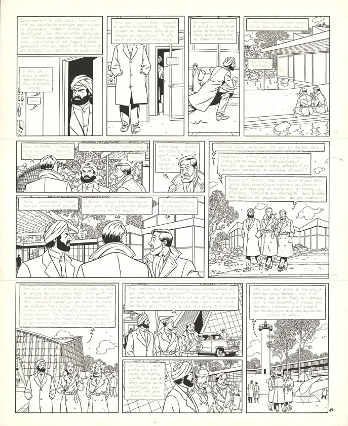 Planche noir et blanc, Blake et Mortimer, Le Sanctuaire du Gondwana (T.18), André Juillard