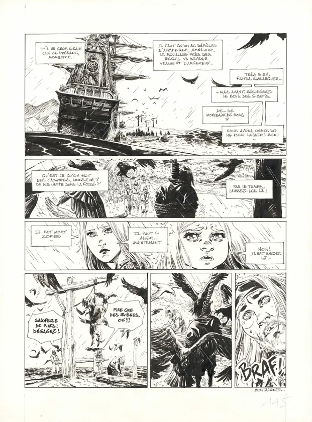 Black and white original page, 1629... ou l'Effrayante Histoire des naufragés du Jakarta, L'île rouge (T.2), Thimothée Montaigne