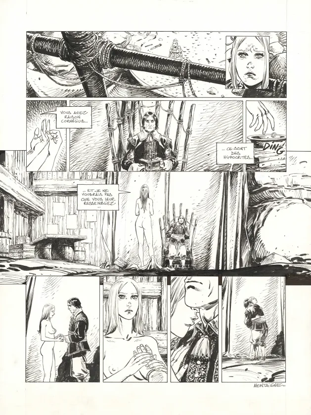 Black and white original page, 1629... ou l'Effrayante Histoire des naufragés du Jakarta, L'île rouge (T.2), Thimothée Montaigne