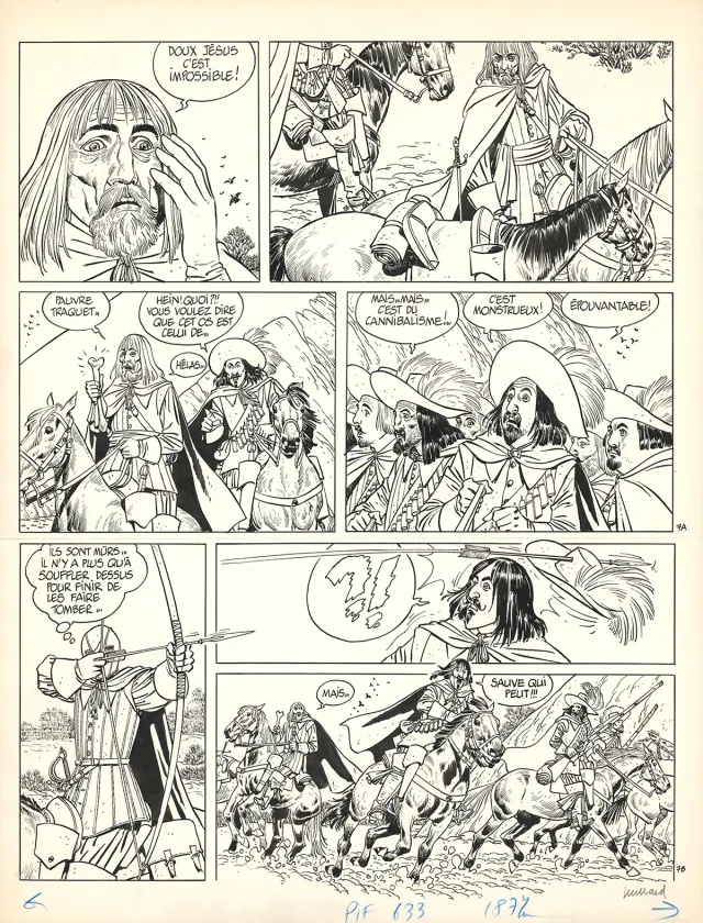 Planche noir et blanc, Masquerouge, Le Rendez-vous de Chantilly  (T.3), André Juillard